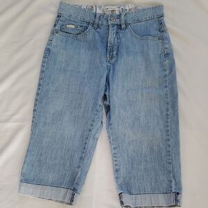 Lee Light Blue Cropped Denim Jeans - Cuffed Ankle Style